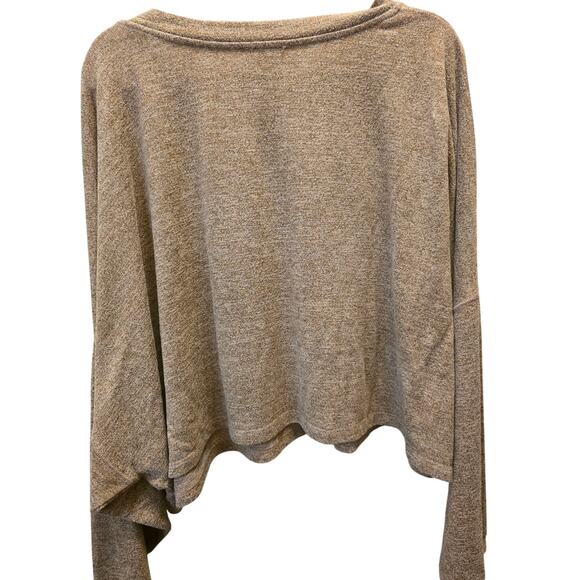 UMGEE Size Large Cropped Heathered Brown Dolman Sleeve Oversized Top EUC - Picture 2 of 3